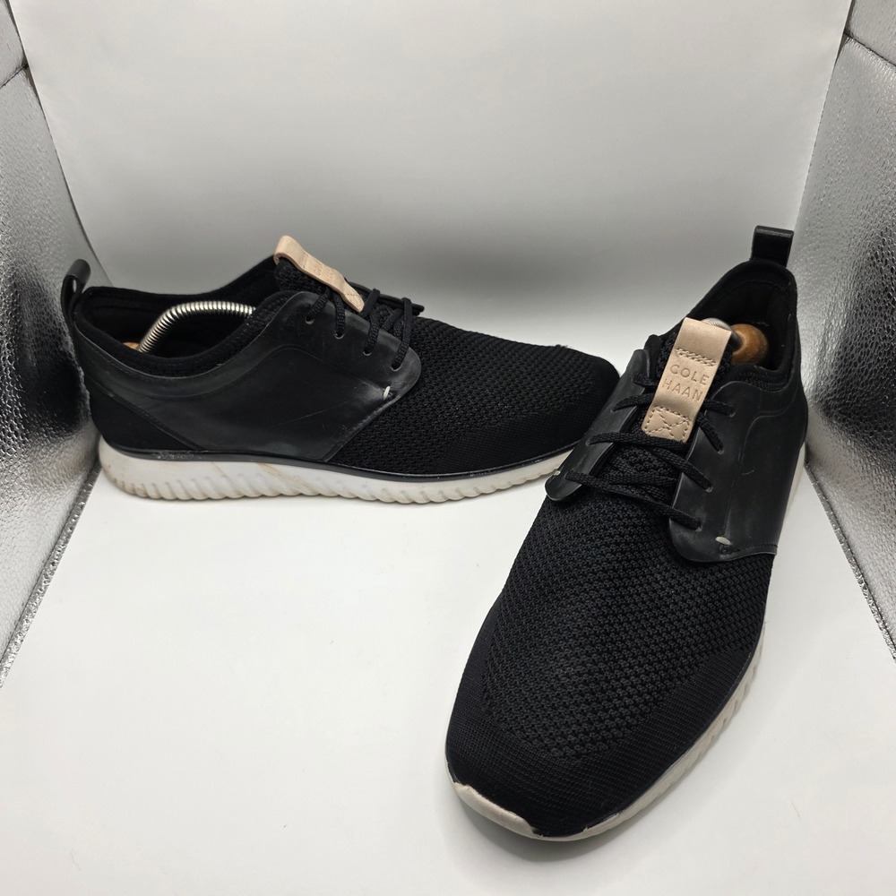 Cole Haan Zerogrand Stitchlite Oxford Men 10.5 Black Knit Leather C26395 Comfort